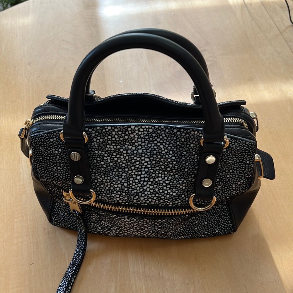 Cynthia Rowley bag—Dylan Mini Stingray Print Satchel Bag Blackblue